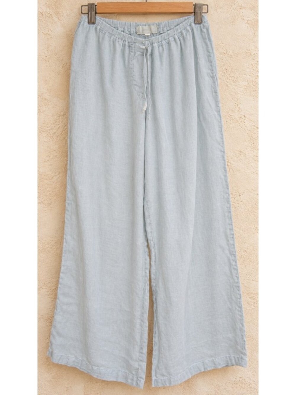 CP Shades S 100% Linen Pants Slacks Cropped Wide Leg Pull On Elastic Drawstring